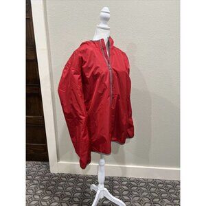 Lands’ End Raincoat Men’s Large 42–44 Red Full Zip Hooded Pockets